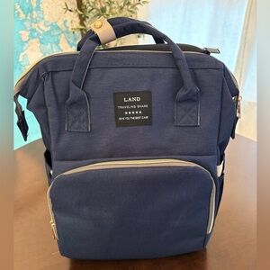LAND Navy Canvas Diaper Backpack NWOT